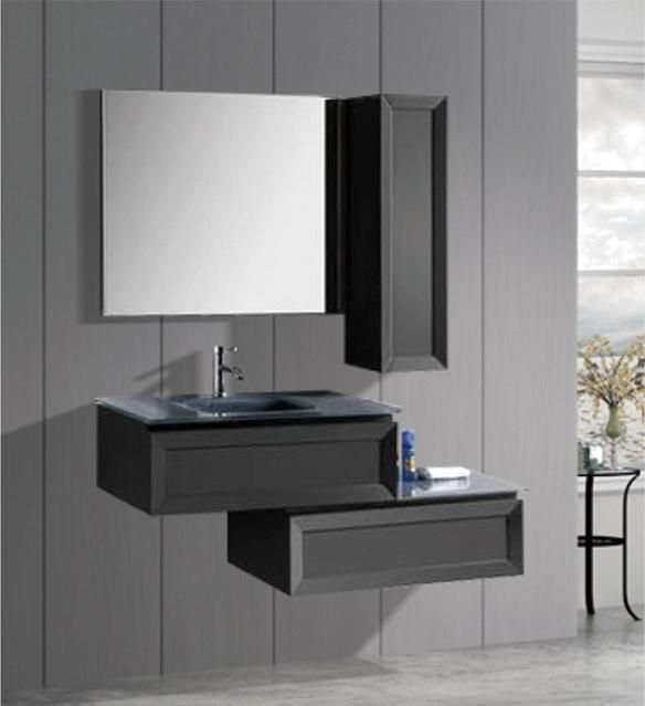 Factory Directly Sell Modern Furniture Mirror White Vanity PVC Bahroom Cabinet with Washing Basin