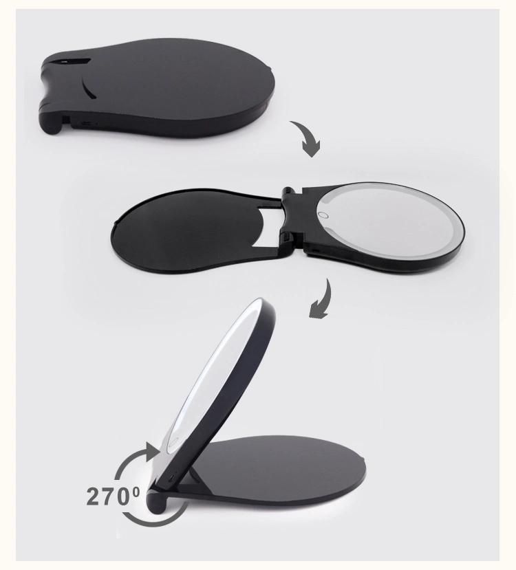 Slim Design Foldable High Definition LED Pocket Mirror with Touch Sensor 10X Magnifying Mirror