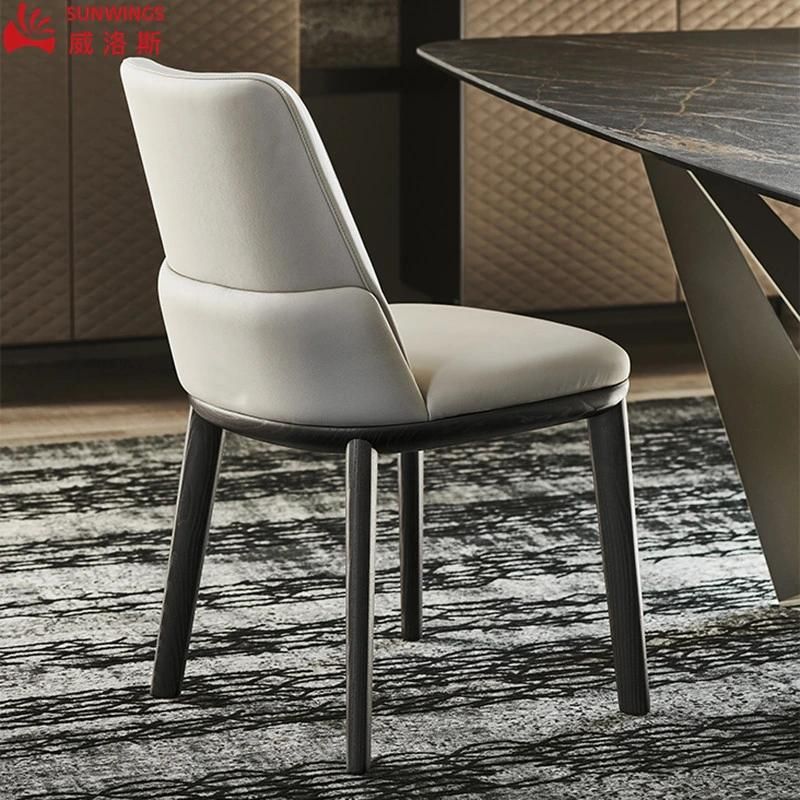 Nordic Solid Wood PU Leather Dining Chair Furniture for Hotel