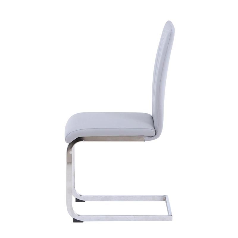 Indoor Room Furniture White PU Leather Soft Armless Dining Chair