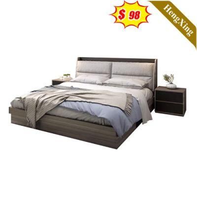 Modern Double Bedroom Furniture Leather Metal Wall King Bed with Storage