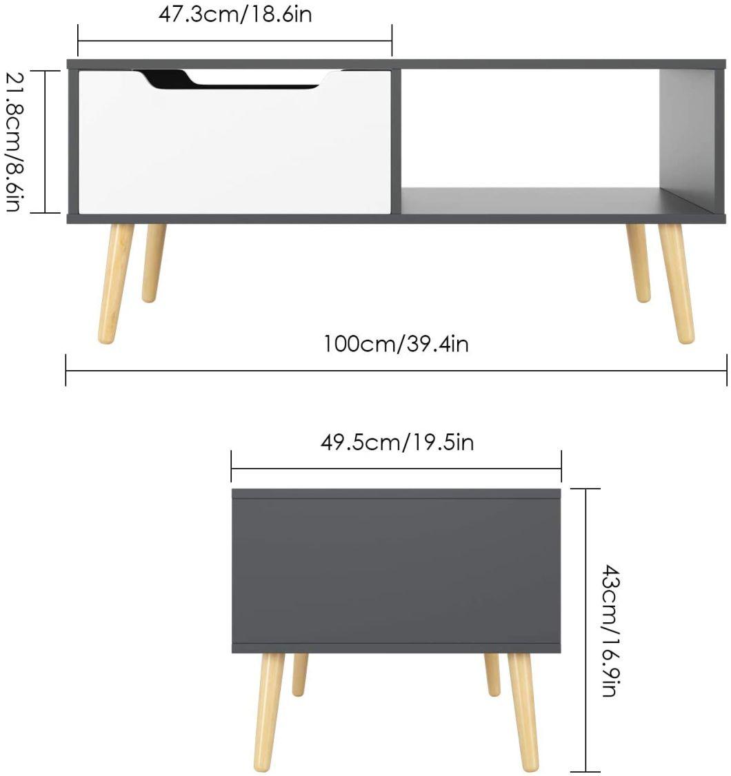 Modern Wooden Legs Extendable Computer Coffee Table