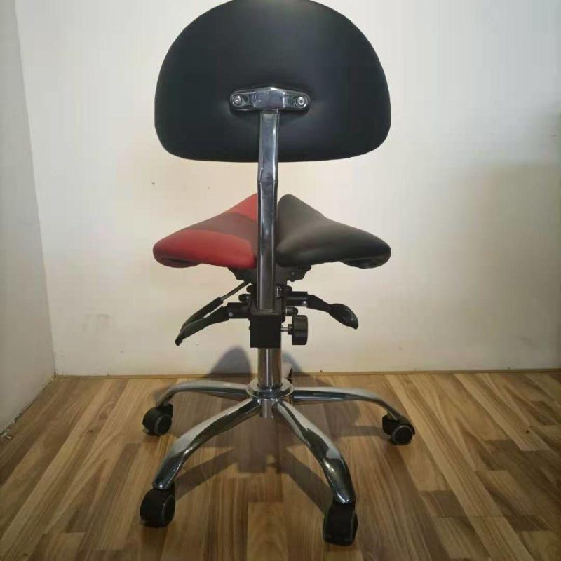 New Design Ergonomic Split Seat Style Tilt Saddle Stool Office Chair with Backrest