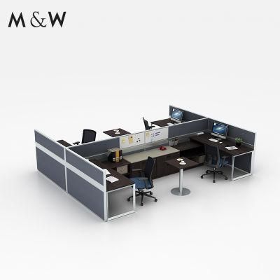 Fashion Partition System Desk Design Modular U Shaped 4 Person Workstation Office Furniture