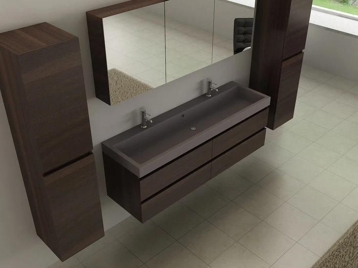 2022 Modern Design and Simple Melamine Bathroom Vanity with Double Cermamic Sinks