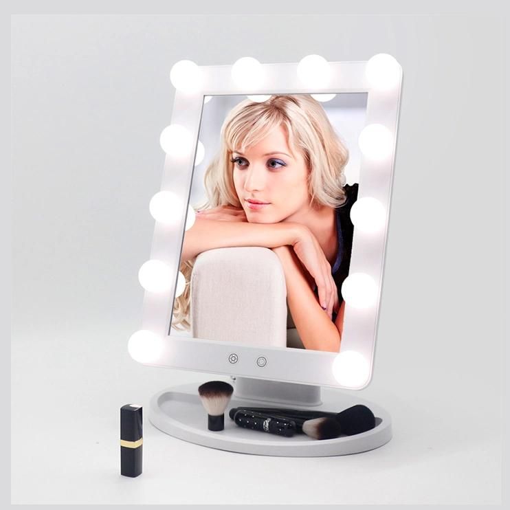 Home Decorative Luxury Vanity Desk Cosmetic Beauty Makeup LED Mirror with Bulbs