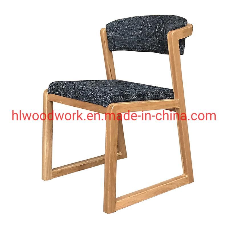 Dining Chair H Style Oak Wood Frame Grey Fabric Cushion Chair Furniture