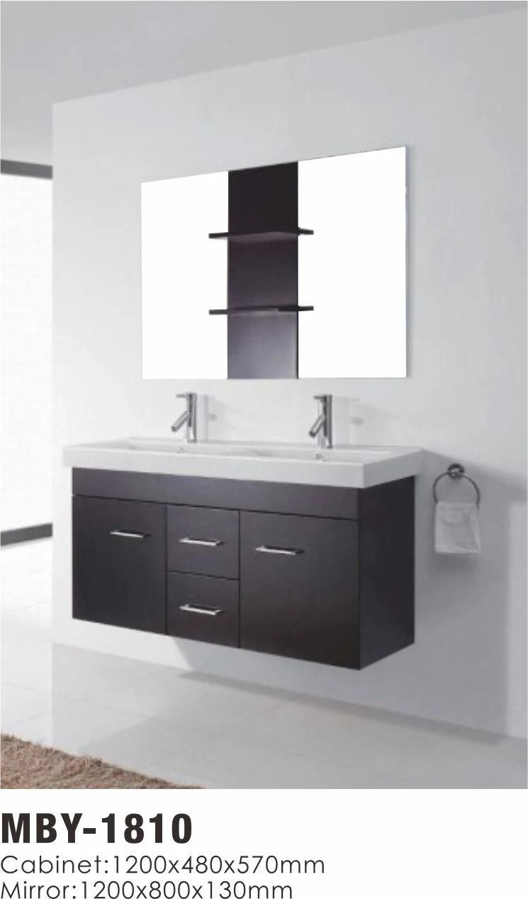 Popular Melamine Bathroom Cabinet with Double Ceramic Basin