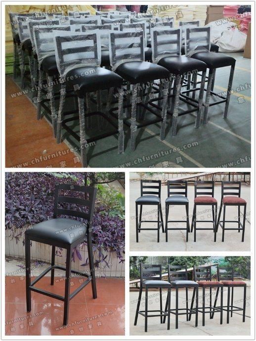 Black Vinyl PU Leather Dining High Bar Stools Coffee Chair for Cafe and Club Yc-H24