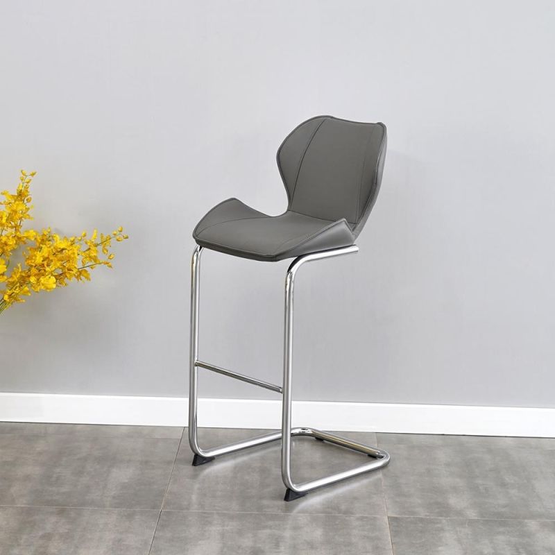 Factory Price Wholesale High Quality Metal Legs PU High Stool Gray Bar Chair