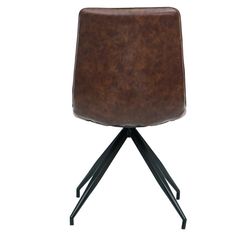 Home Furniture Vintage Style Senior Breathable Brown PU Leather Dining Chair