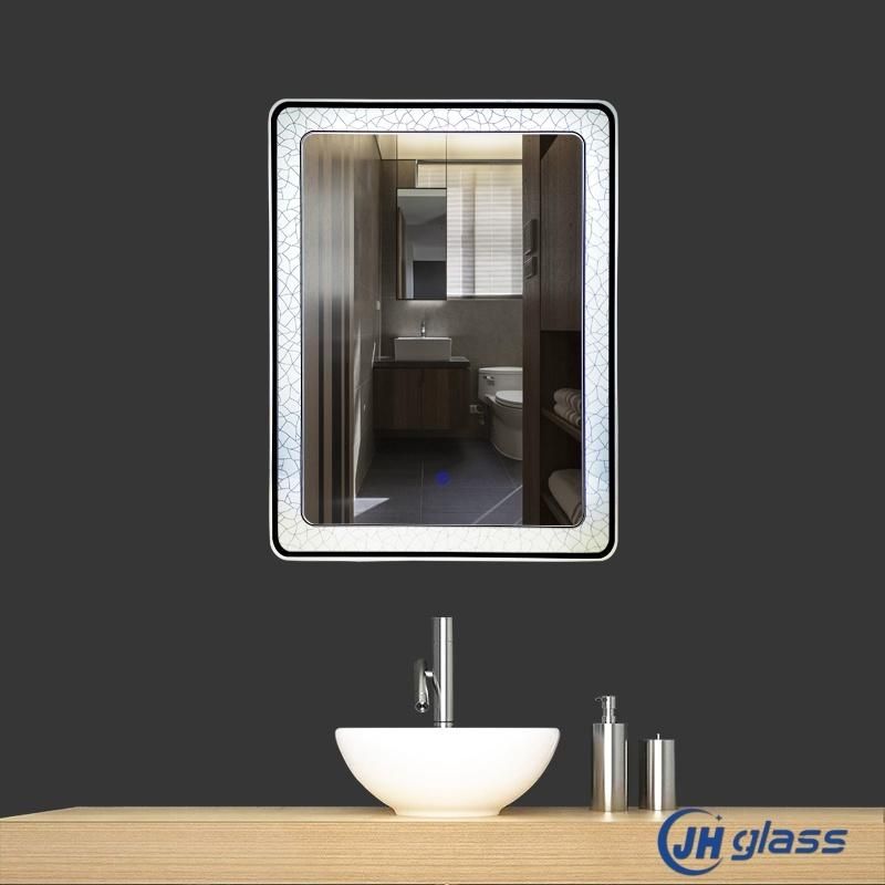 Modern Design Bathroom Wall Mounted Silkscreen Drawing LED Illuminated Mirror