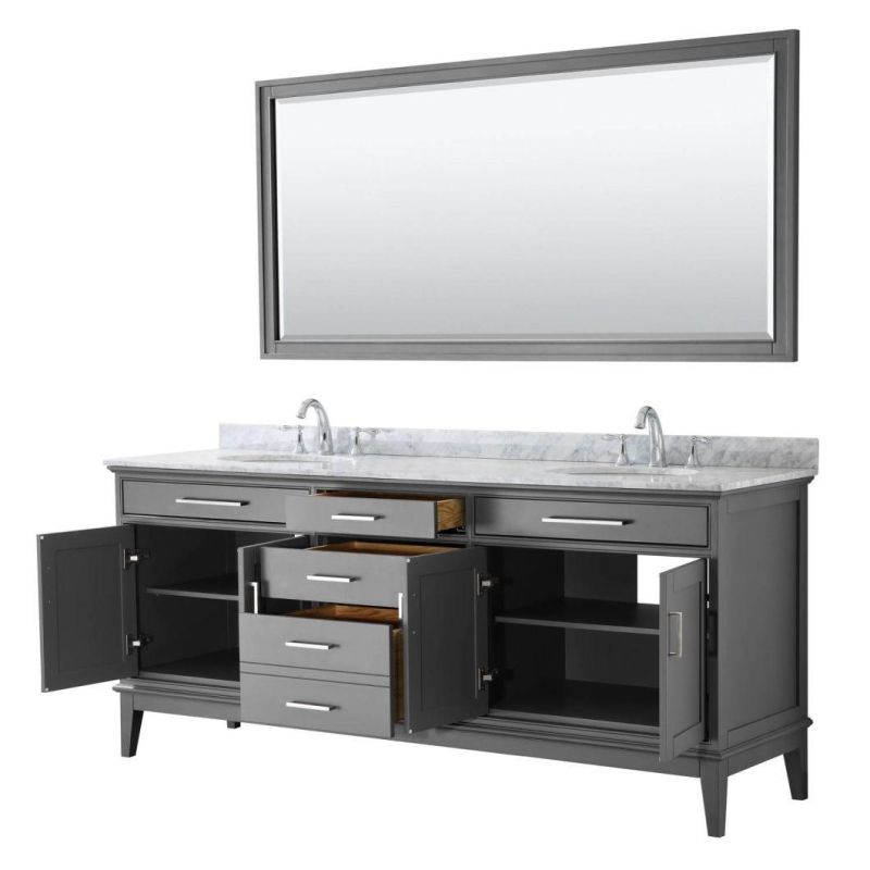 80" Double Bathroom Vanity - Dark Grey