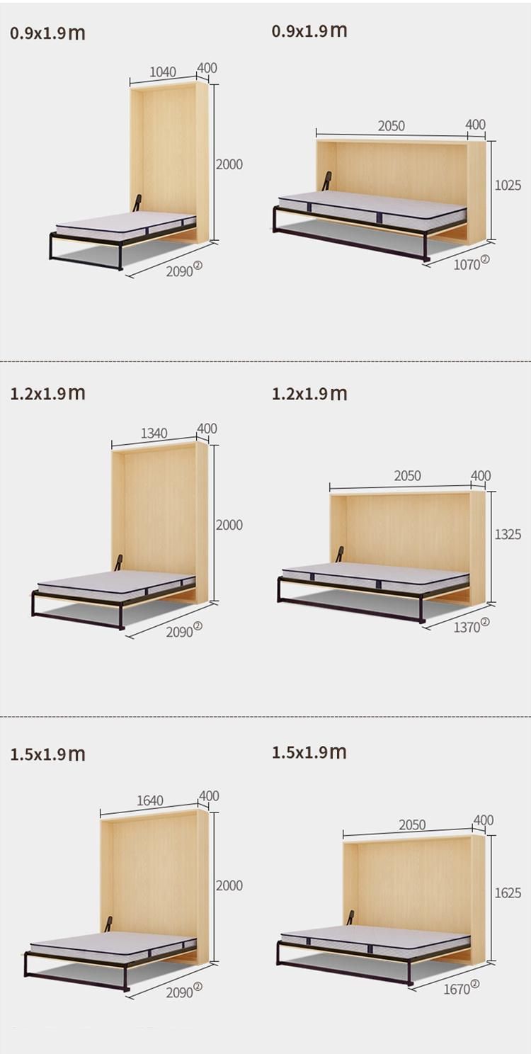 Manufacturer Custom Design Acceptable Folding Hidden Wall Steel Frame Bed with Hardware Kit