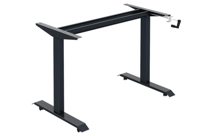 Noiseless Hand Crank Height Adjustable Standing Desk Frame for Computer