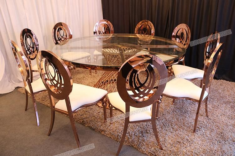 Dubai Luxury Golden Metal Frame Leather Wedding Dining Chair