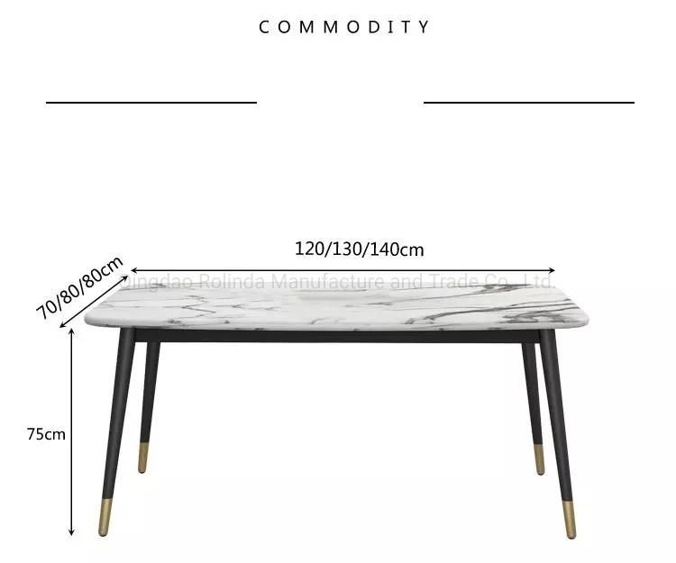 Wholesale Modern Simple Fashion White Dining Table Marble Dinner Table Restaurant Furniture Metal Leg Table for Dining Room