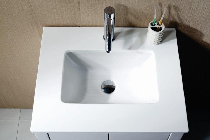 White Integrated Single Sink Bathroom Cabinet Vanity Simple