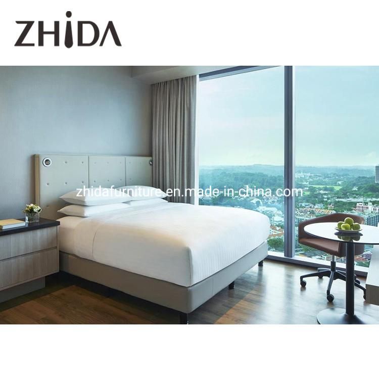 Zhida Customized Modern Furniture Commercial Hotel Project Guest Room Bedroom King Size Fabric Bed for Sale