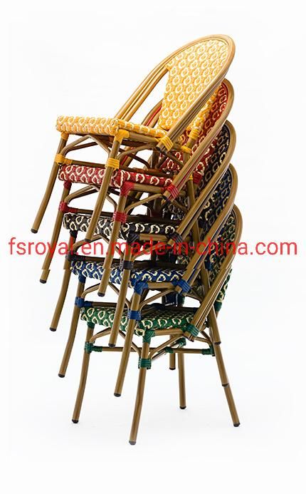 Modern Restaurant Furniture Aluminum Frame Rattan French Bistro Dining Chair