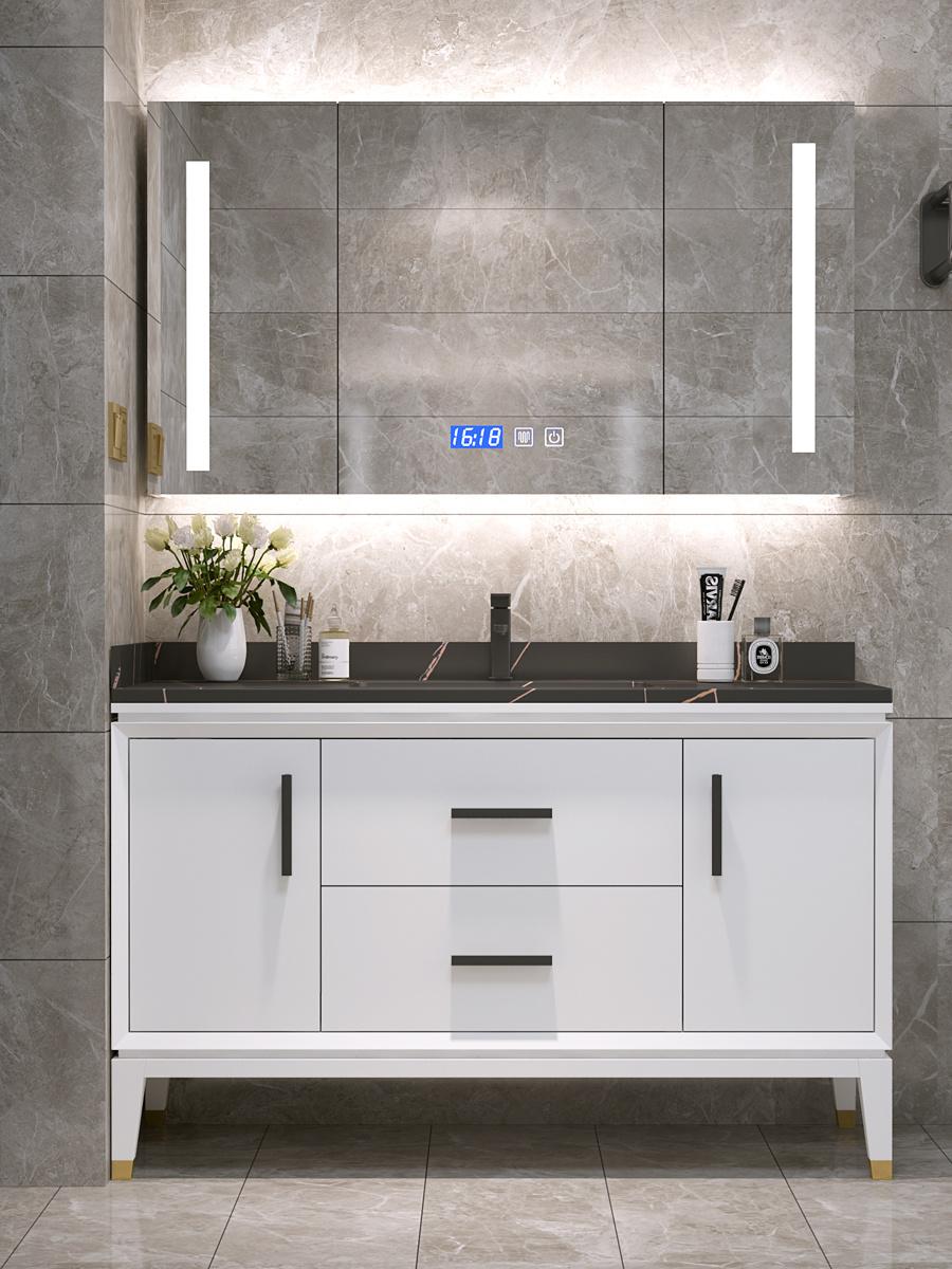 Nordic Melamine Bathroom Cabinet Floor Modern Customized Marble Simple