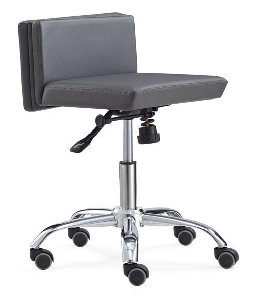 Black PU Leather Adjustable Bar Stool Chair with Backrest