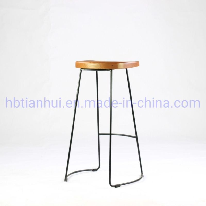 Modern Furniture Fashionable Wooden Seat Metal Frame Bar Stool Chairs for Restaurant Dining Chairs