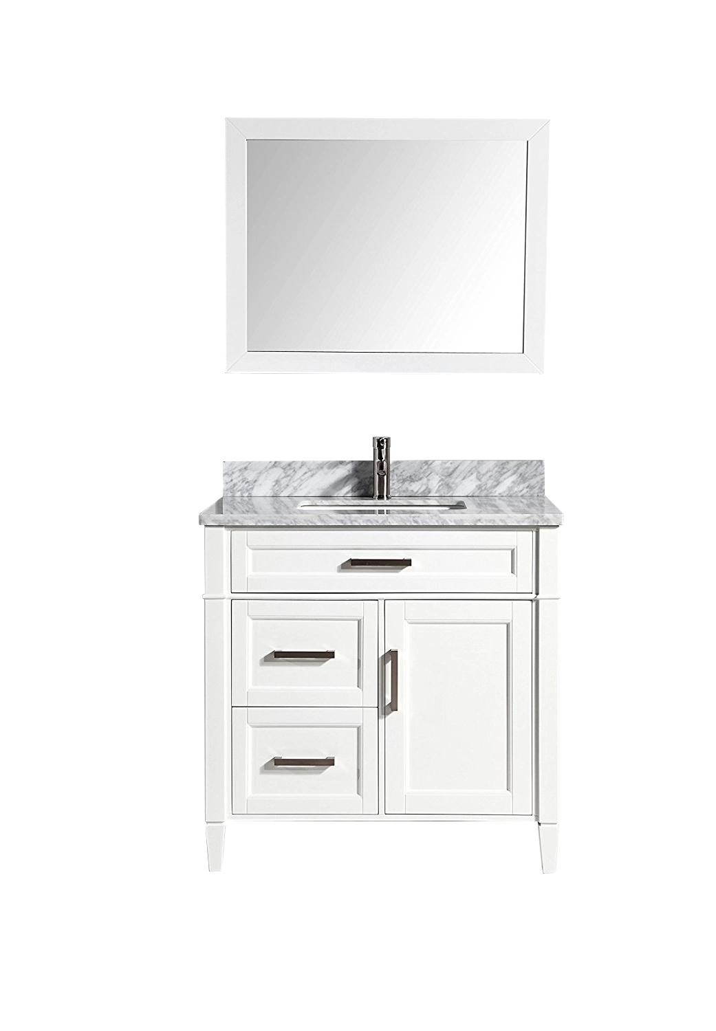 White Color Solid Wood Modern Simple Floor Mountained Combination Bathroom Cabinet Vanity