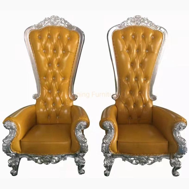 Modern Wedding Decoration Use Gold Bride and Groom Event Furniture King Throne Hotel Room Chairs