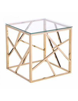 Living Room Furniture Tea Table Modern Glass Top Gold Square Coffee Table/Side Table