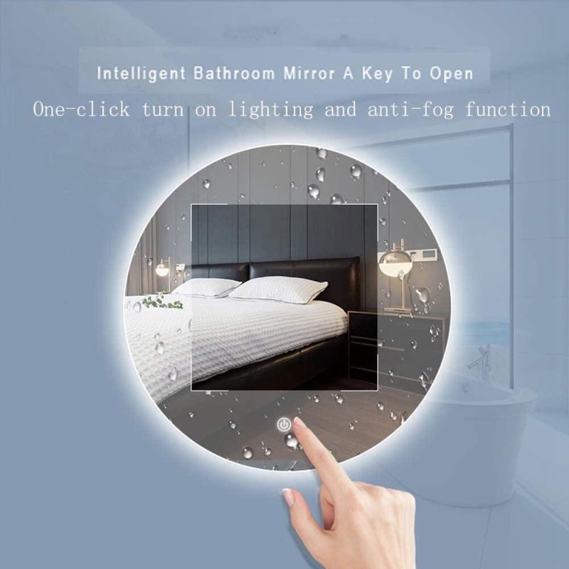 LED Intelligent Light-Emitting Bathroom Mirror for Home Hotel Decoration with Dimmer & Anti-Fog