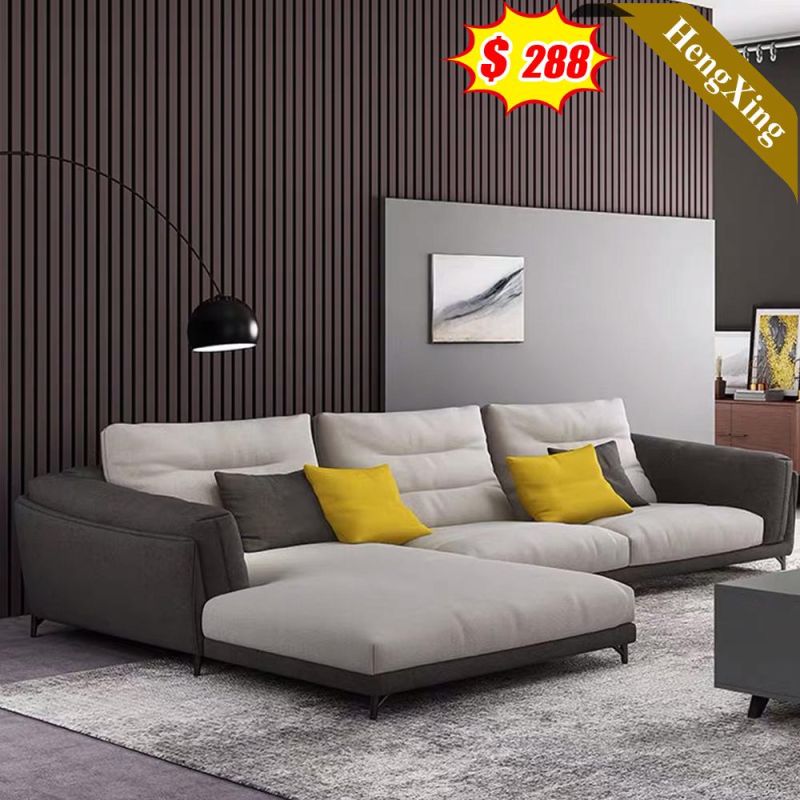 Luxury Design Dark Gray Color Fabric Sofas Set Modern Home Living Room Office L Shape Leisure Sofa