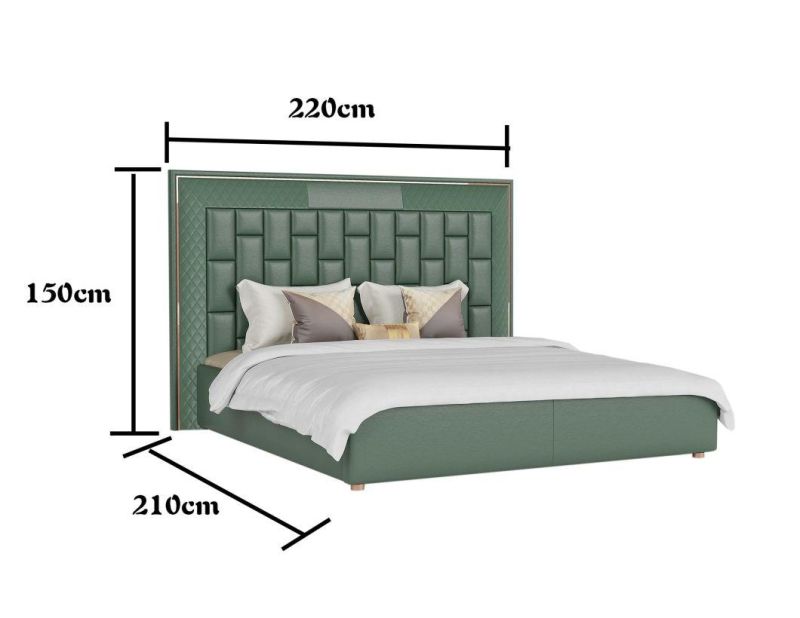 King Size Modern Luxury Bed with Nice Stainless Steel Legs for Home Hotel Furniture Set