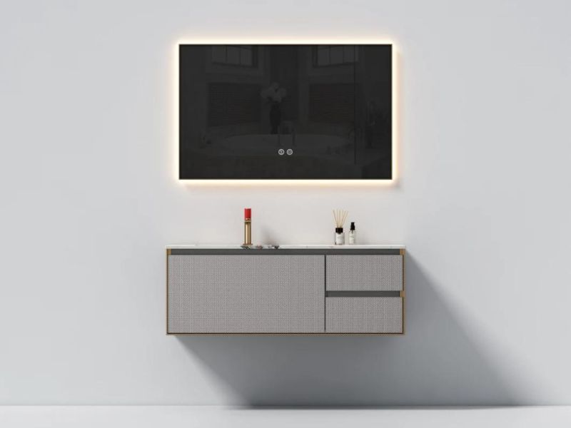 Modern and Luxury Gray Bathroom Cabinet with Side Mirror Cabinet