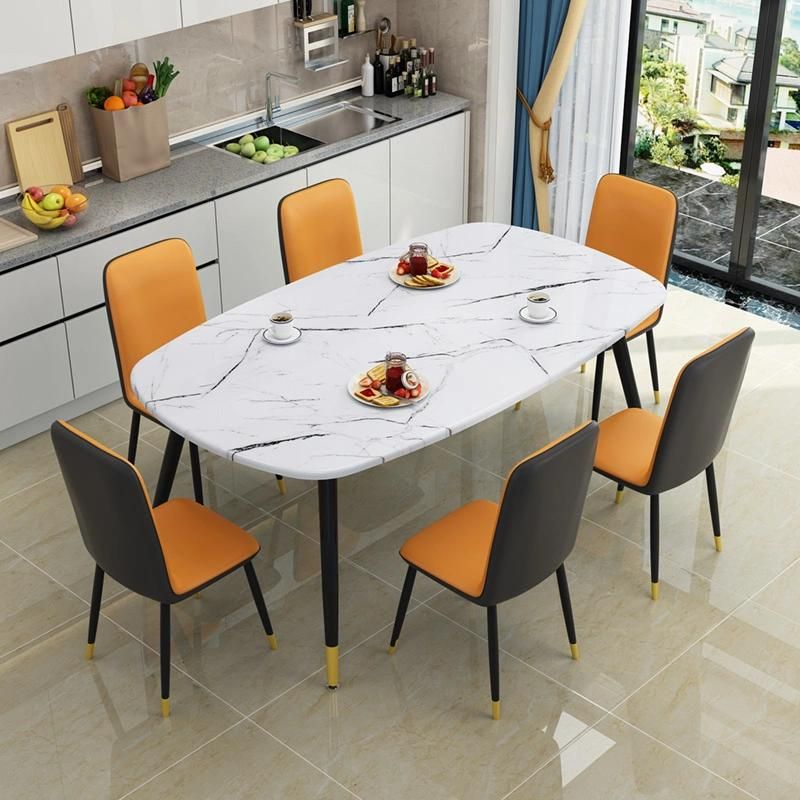 Modern Simple Power Coated Leg Dining Chair with Table