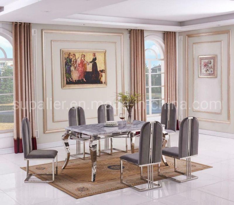 Modern Simple Home Furniture Set Gold Dining Table with Chair