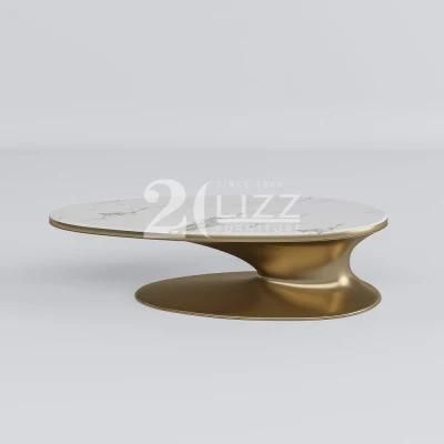 Special Design Contemporary Royal Stainless Steel Marble Top Coffee Table for Home Living Room