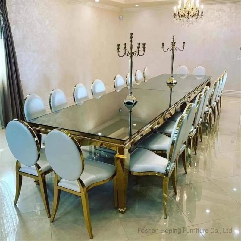 China Factory Wholesale Event Party Wedding Use Dining Chairs Hot Sale Stainless Steel Dining Hotel Standard Banquet Chair Dining Room Beige PU Leather Chair