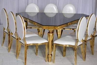 Triangle Cake Table Banquet Wedding Marble Top Golden Metal Base Round Dining Table