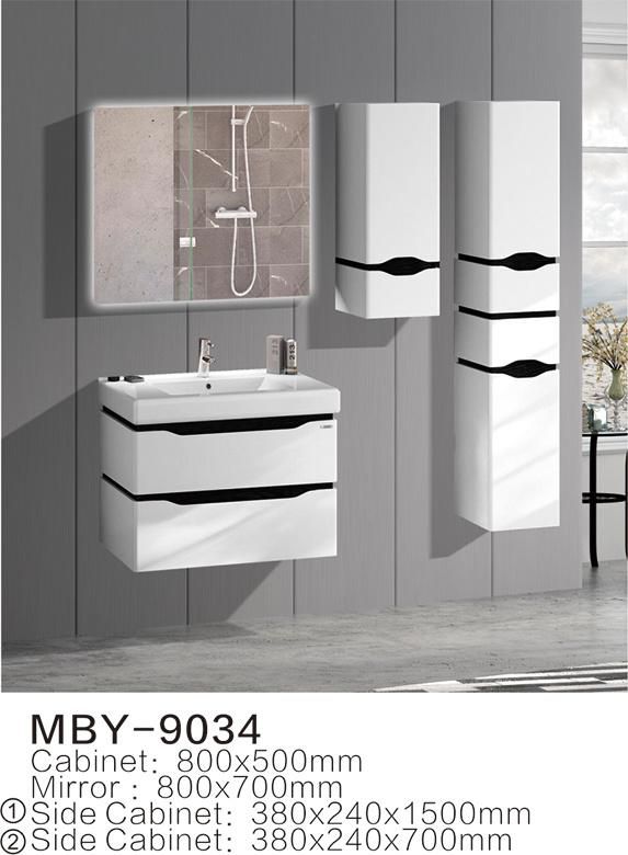 Hotel European Modern Wall-Hung PVC Bathroom Cabinets