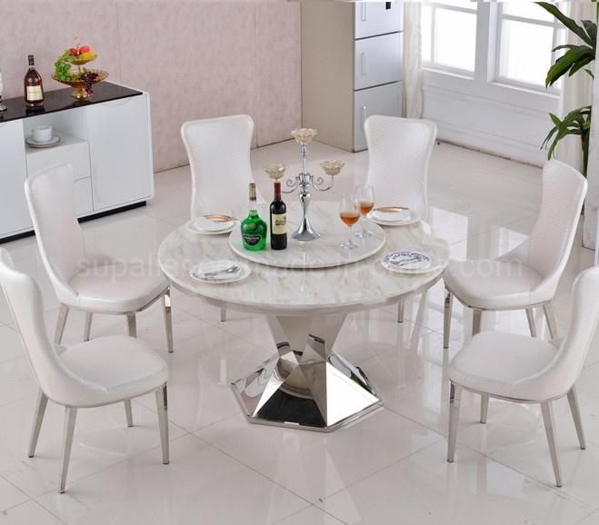 2020 New Furniture Stainless Steel Round Brown Stone Dining Table