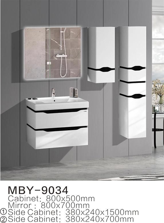 Hotel Modern Waterproof Wall Mounted Bathroom Vanity with Side Cabinet