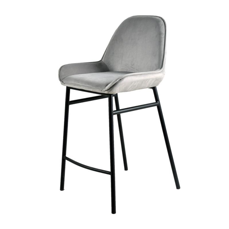 Popular Modern Bar Stool with High Legs Upholstered Velvet Seat Stool