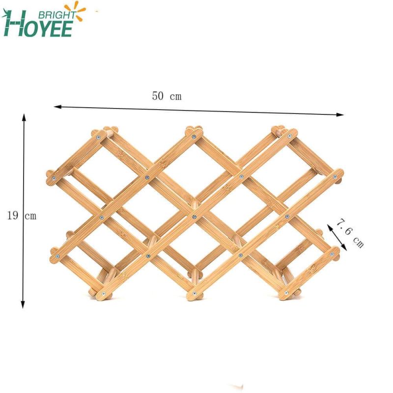 Folding Bamboo Wood 10-Bottle Wine Rack