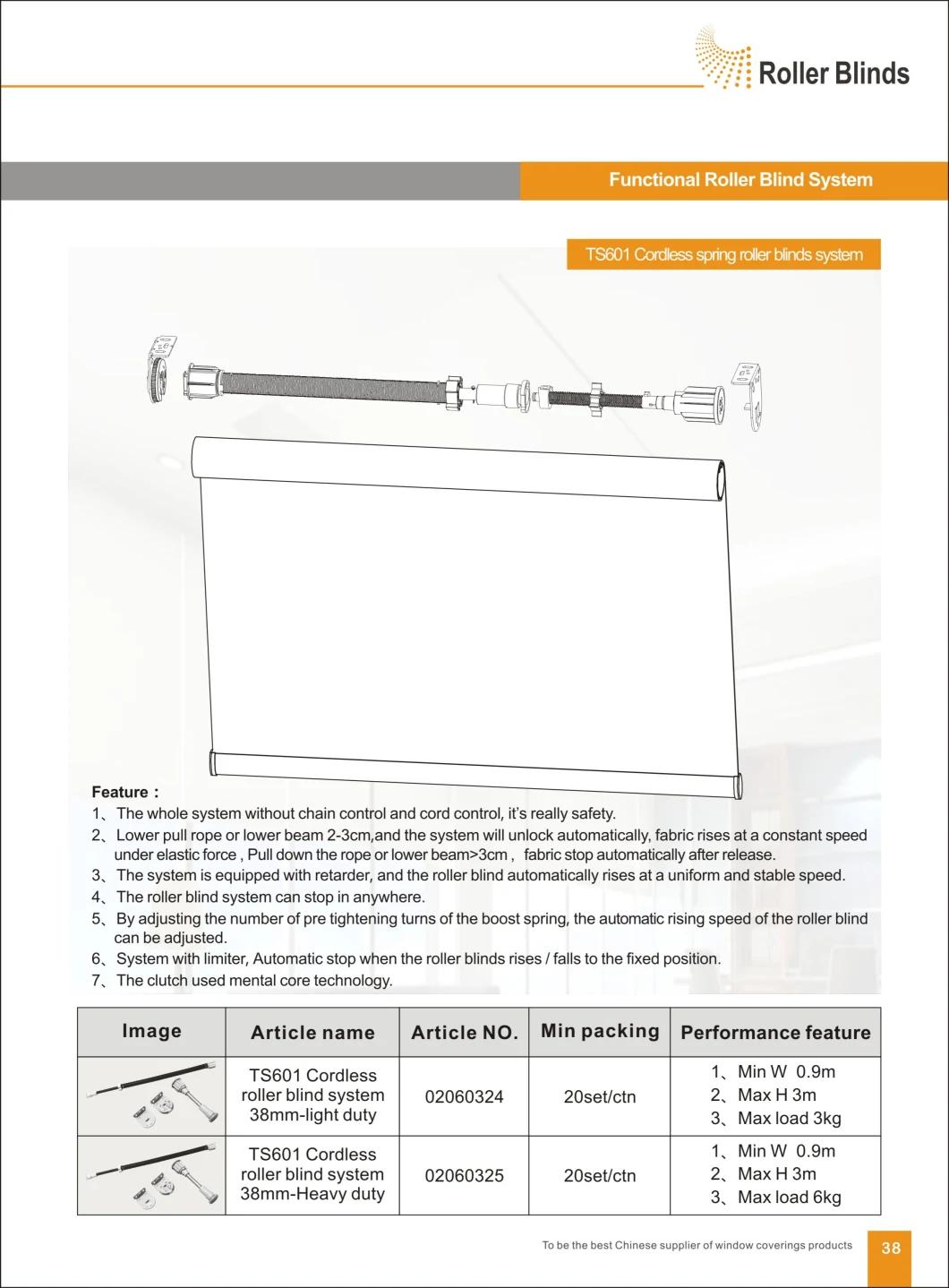 38mm Ts601 Cordless Roller Binds Components for Window Blinds (Heavy-Duty)