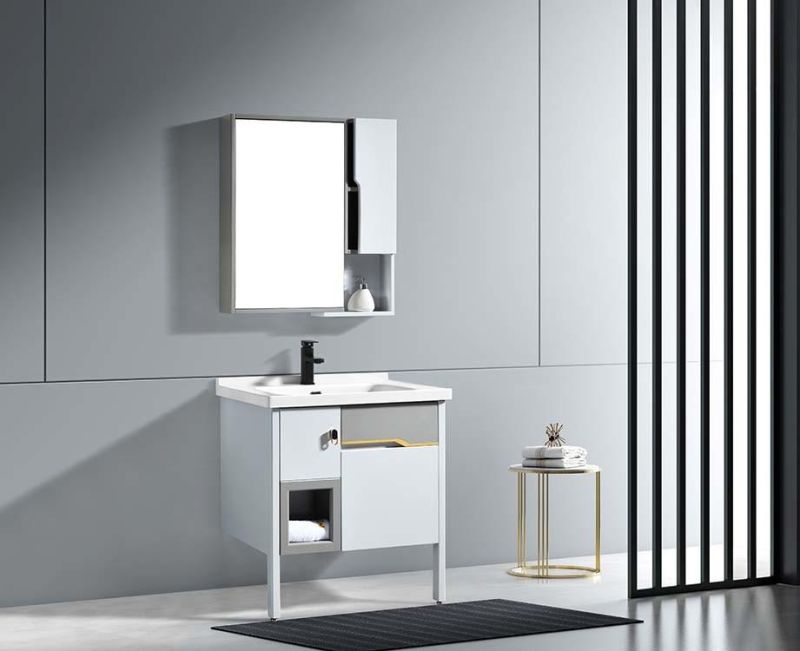 New Design Wall Mount Vanity Sets Bath Cabinet PVC Set Mirrored PVC Bathroom Vanities Mirrors and Cabinet for Bathroom