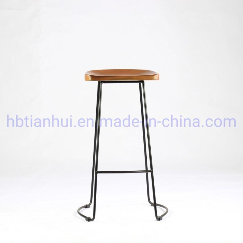 Modern Furniture Fashionable Wooden Seat Metal Frame Bar Stool Chairs for Restaurant Dining Chairs