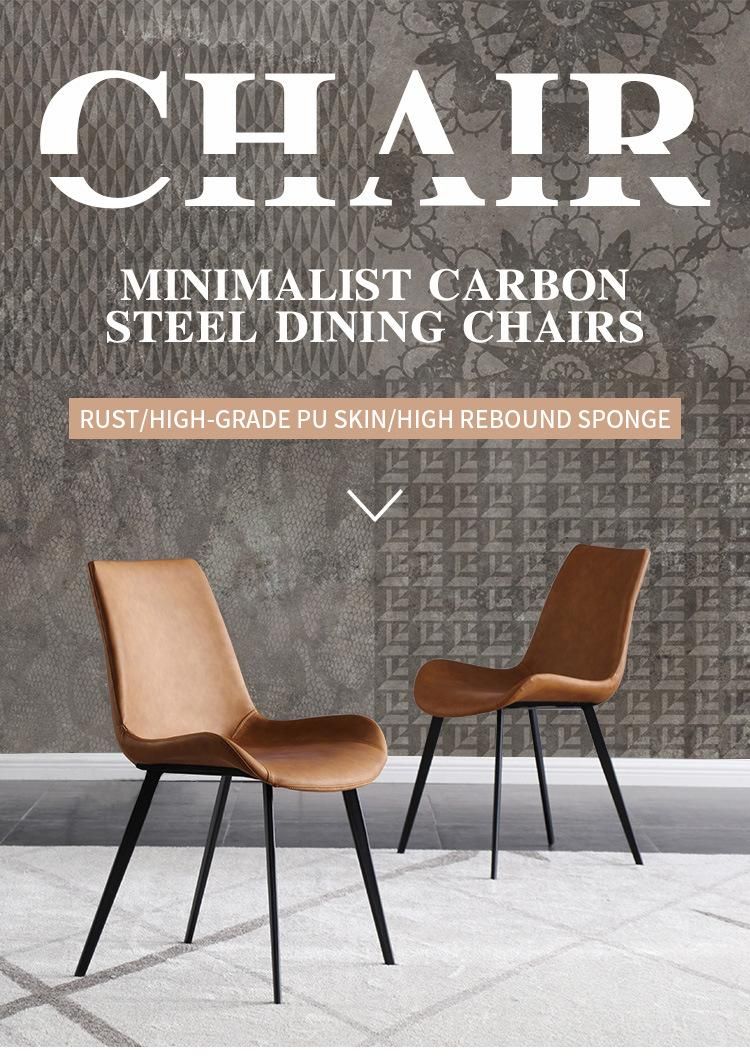 Modern Restaurant Canteen Furniture Leather Cushion Steel Frame Dining Chairs