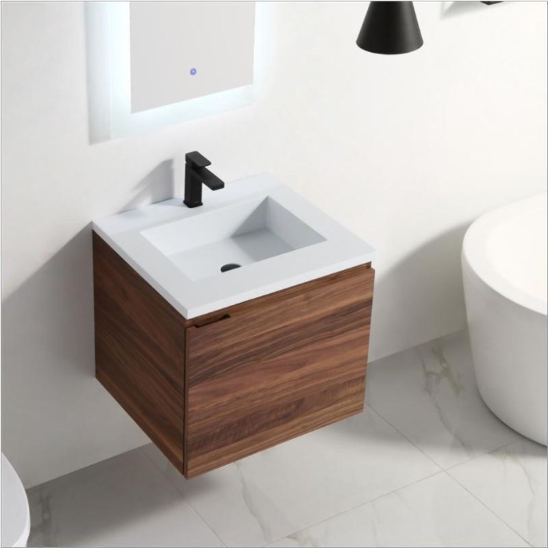 2022 Simple Modern Bathroom Vanity with Ceramics Basin& LED Medicne Cabinet