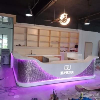 Luxury Modern Fancy Design Square Shape LED Translucent Bar Counter for Club, Coffee